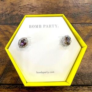 Bomb Party Purple and Silver Stud Earrings